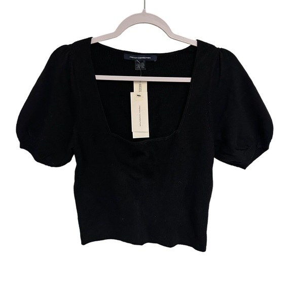 French Connection Sweaters - French Connection- Jaida Square Neck Puffed Sleeved